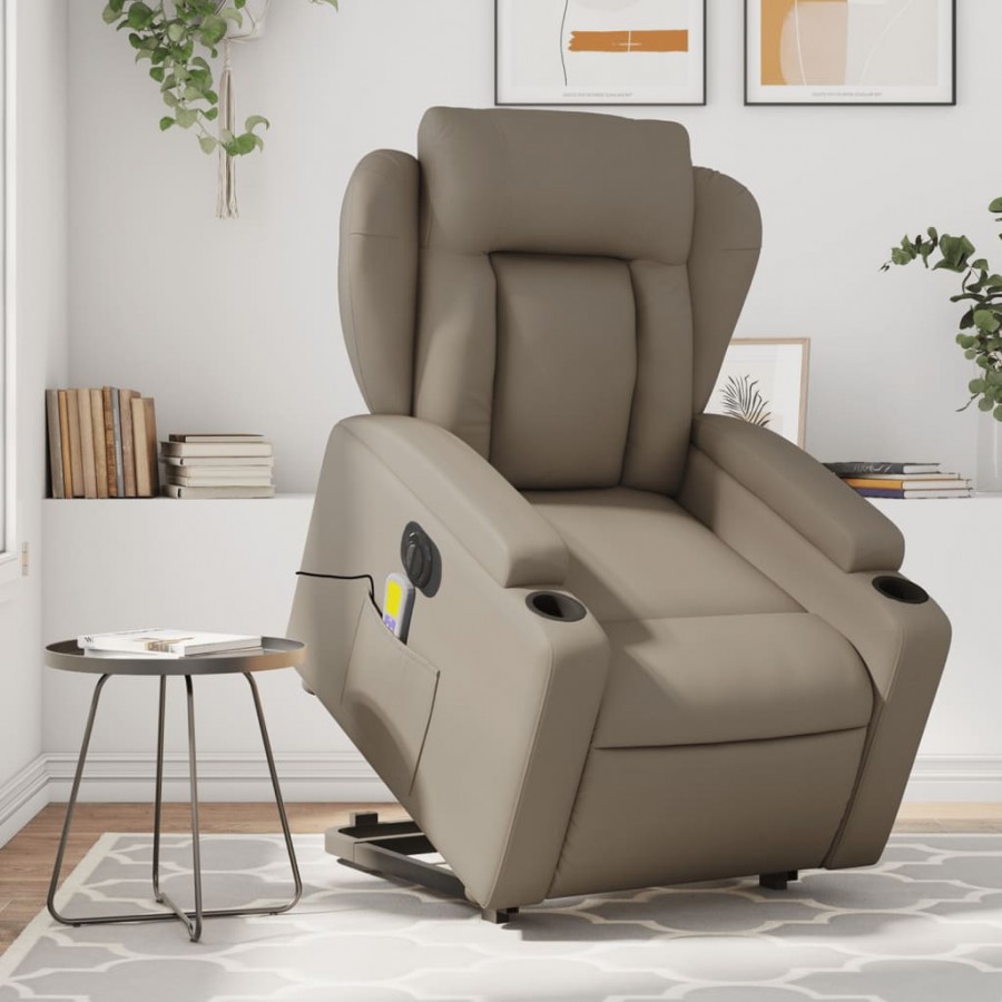 Fauteuil inclinable de massage électrique cappuccino similicuir