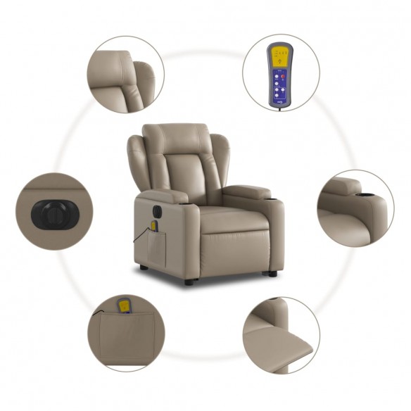 Fauteuil inclinable de massage électrique cappuccino similicuir