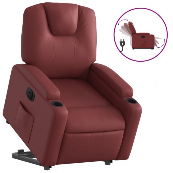 Fauteuil inclinable électrique rouge bordeaux similicuir