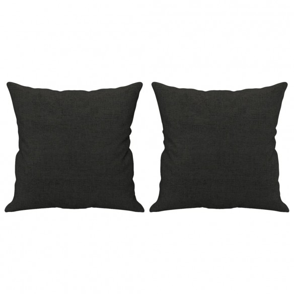 Ensemble de canapés 2 pcs avec coussins noir tissu