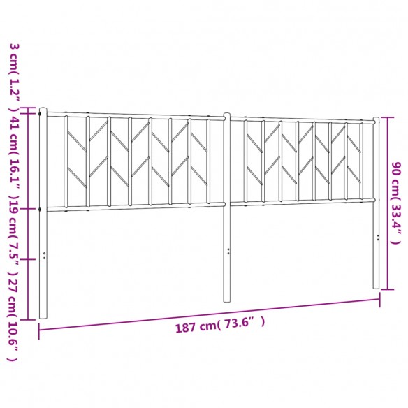 Tête de lit métal noir 180 cm