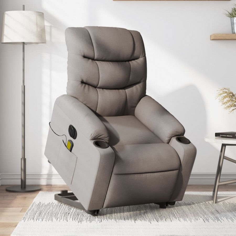 Fauteuil inclinable de massage électrique Taupe Tissu