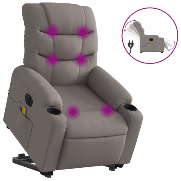 Fauteuil inclinable de massage électrique Taupe Tissu