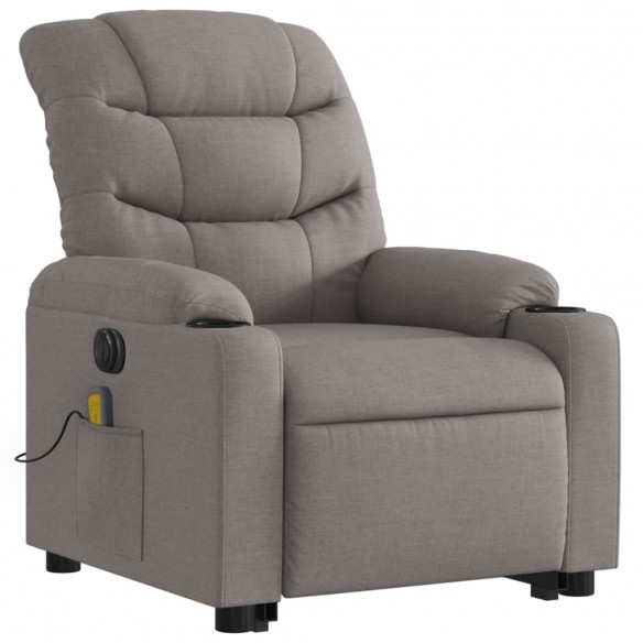 Fauteuil inclinable de massage électrique Taupe Tissu