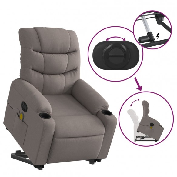 Fauteuil inclinable de massage électrique Taupe Tissu