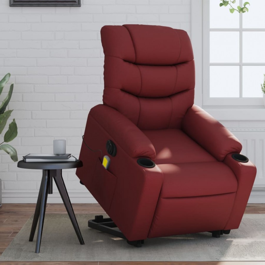 Fauteuil inclinable de massage électrique rouge bordeaux