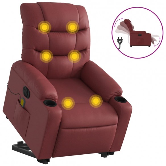 Fauteuil inclinable de massage électrique rouge bordeaux