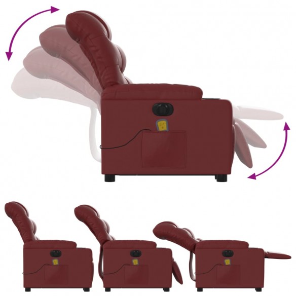 Fauteuil inclinable de massage électrique rouge bordeaux