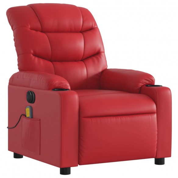 Fauteuil de massage inclinable électrique rouge similicuir