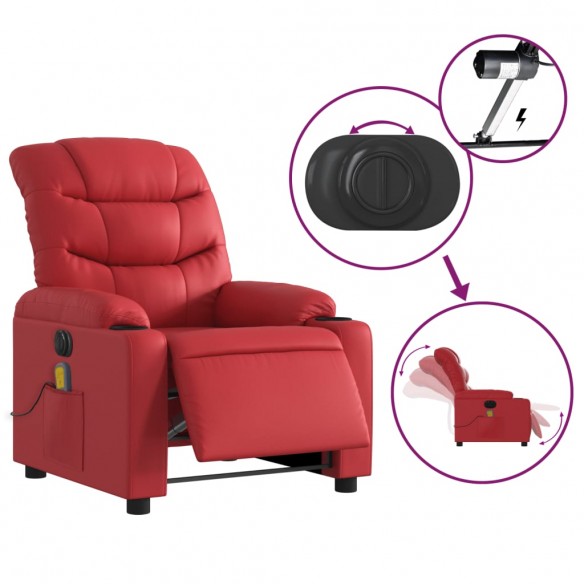 Fauteuil de massage inclinable électrique rouge similicuir