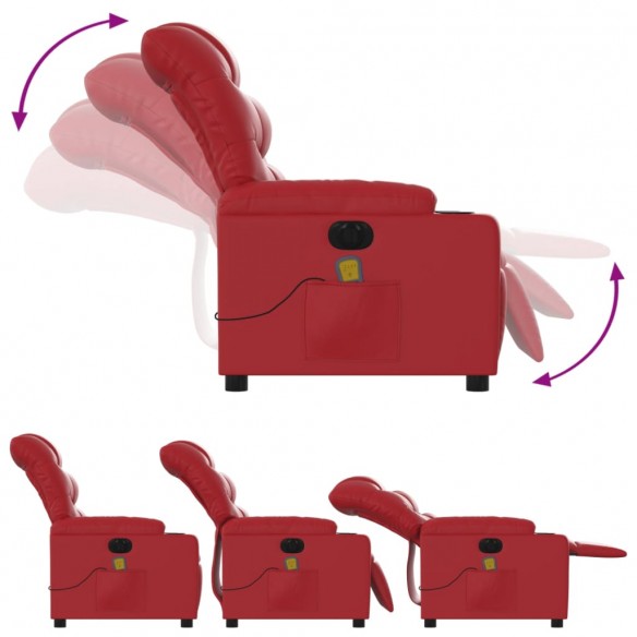 Fauteuil de massage inclinable électrique rouge similicuir