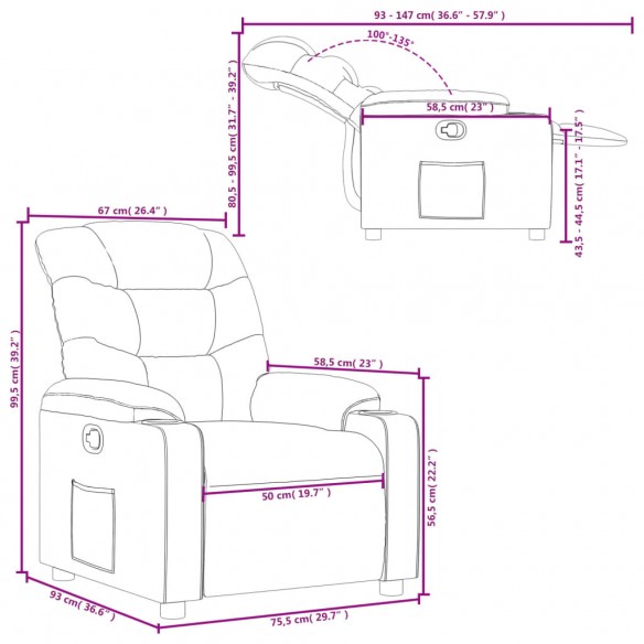 Fauteuil inclinable Crème Similicuir