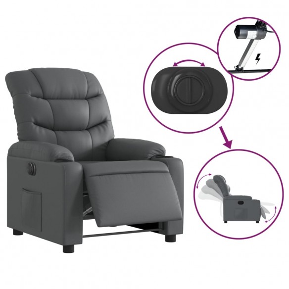 Fauteuil inclinable électrique Gris Similicuir