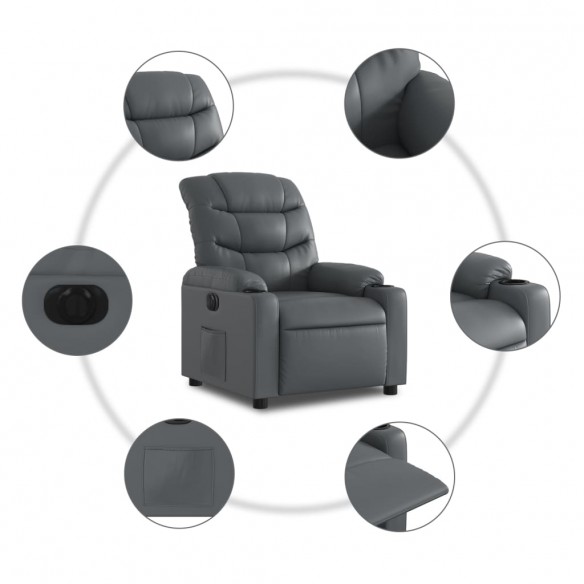 Fauteuil inclinable électrique Gris Similicuir