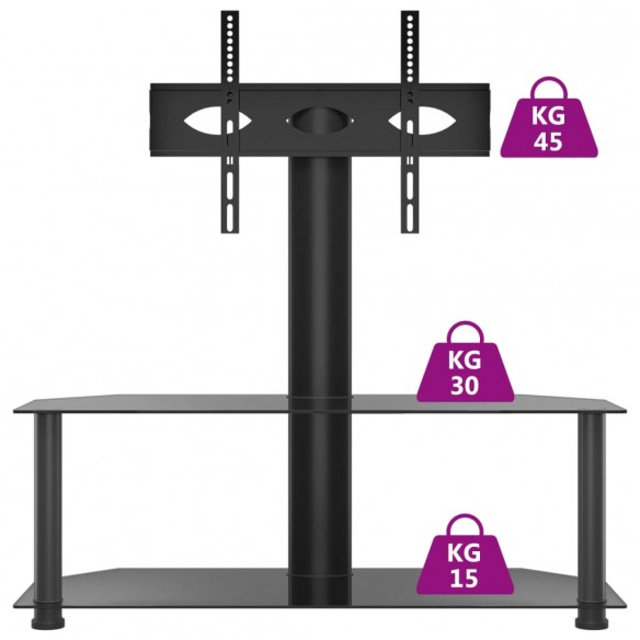 Meuble TV d'angle 2 niveaux pour 32-70 pouces noir