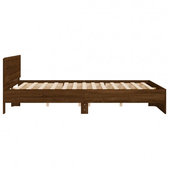 Cadre de lit avec tête de lit chêne marron 160x200 cm