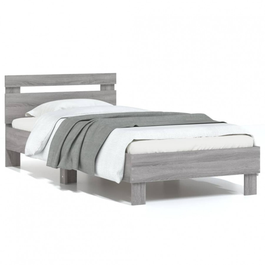 Cadre de lit avec tête de lit sonoma gris 90x200 cm
