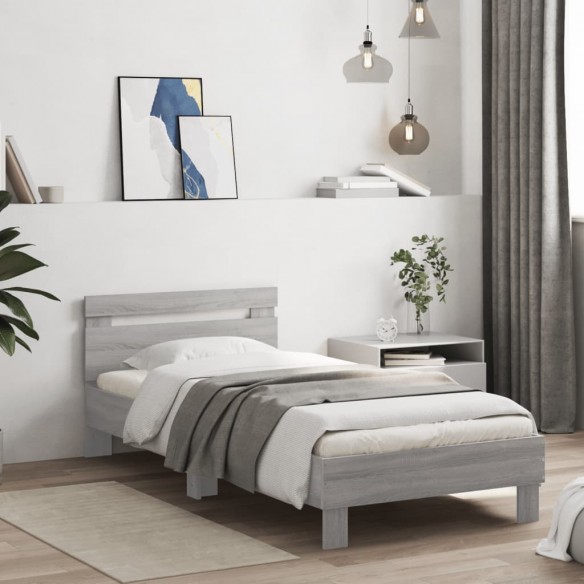 Cadre de lit avec tête de lit sonoma gris 90x200 cm