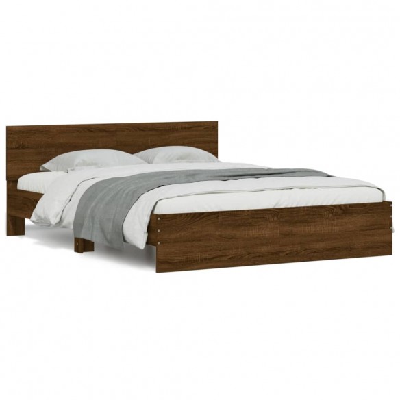 Cadre de lit avec tête de lit chêne marron 140x200 cm