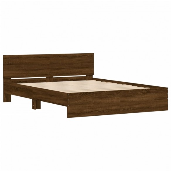 Cadre de lit avec tête de lit chêne marron 140x200 cm