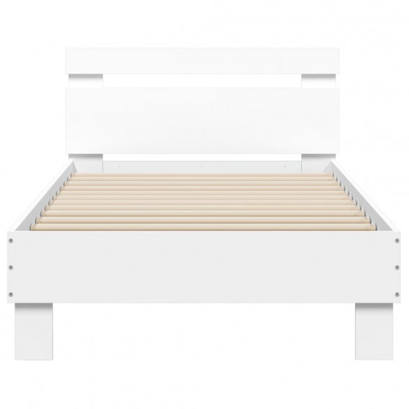 Cadre de lit avec tête de lit blanc 90x200 cm bois d'ingénierie