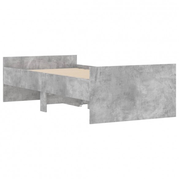 Cadre de lit avec tiroirs gris béton 100x200 cm