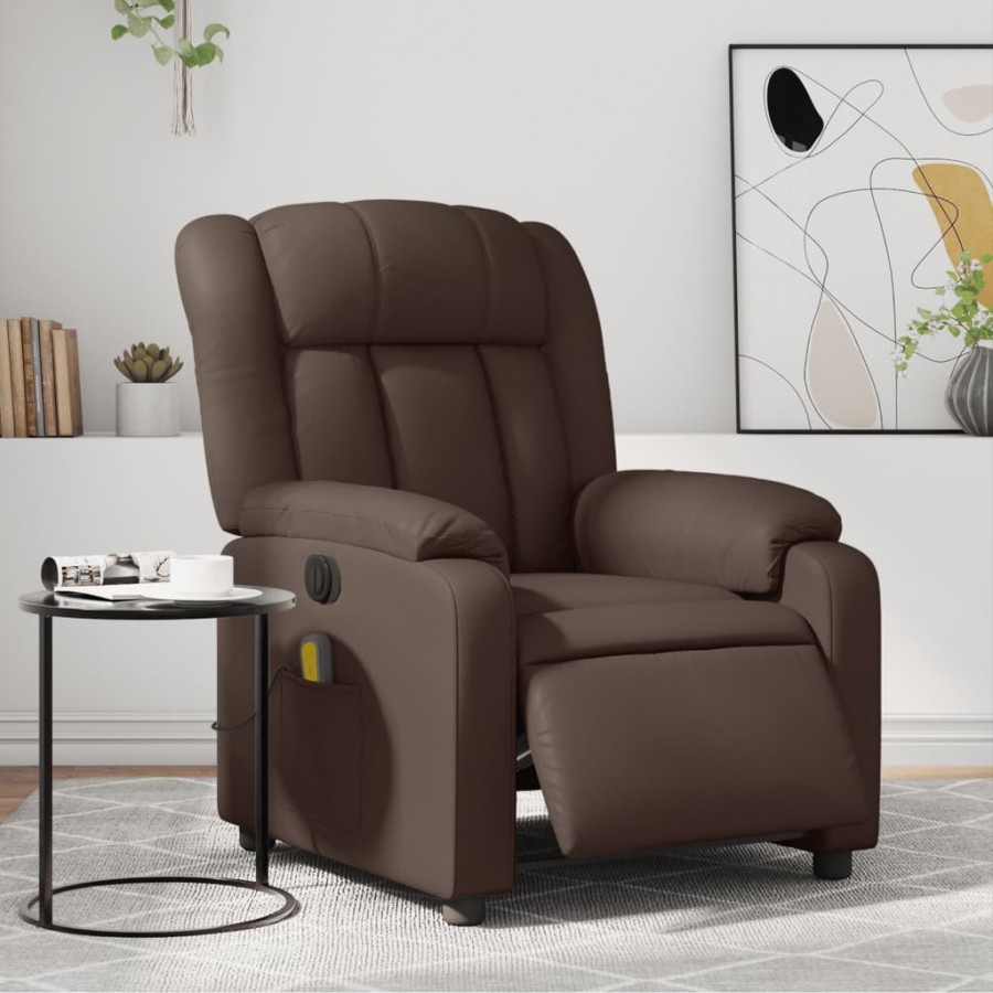 Fauteuil de massage inclinable électrique marron similicuir