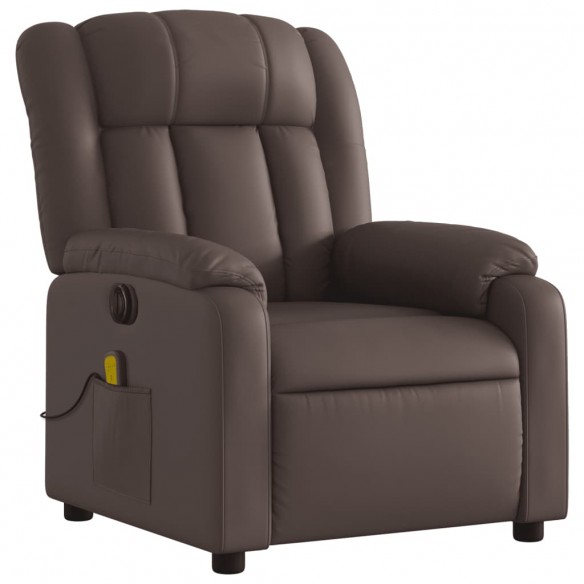 Fauteuil de massage inclinable électrique marron similicuir