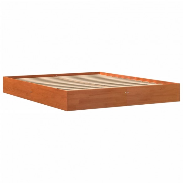 Cadre de lit cire marron 150x200 cm bois de pin massif