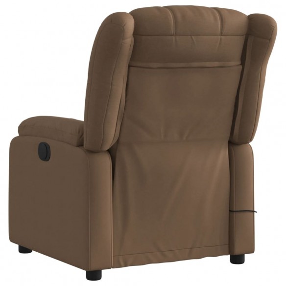 Fauteuil inclinable de massage électrique marron tissu