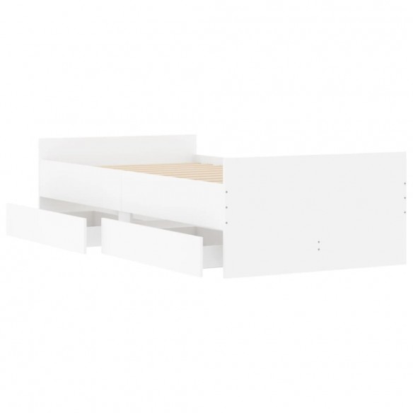 Cadre de lit avec tiroirs blanc 90x200 cm