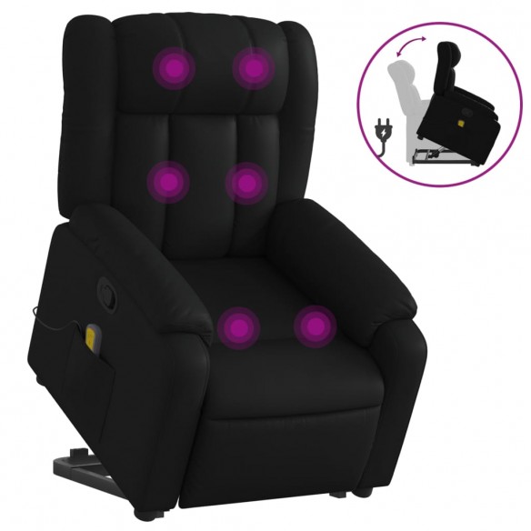 Fauteuil inclinable de massage Noir Similicuir