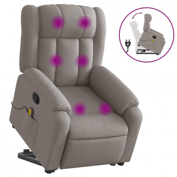 Fauteuil inclinable de massage Taupe Tissu