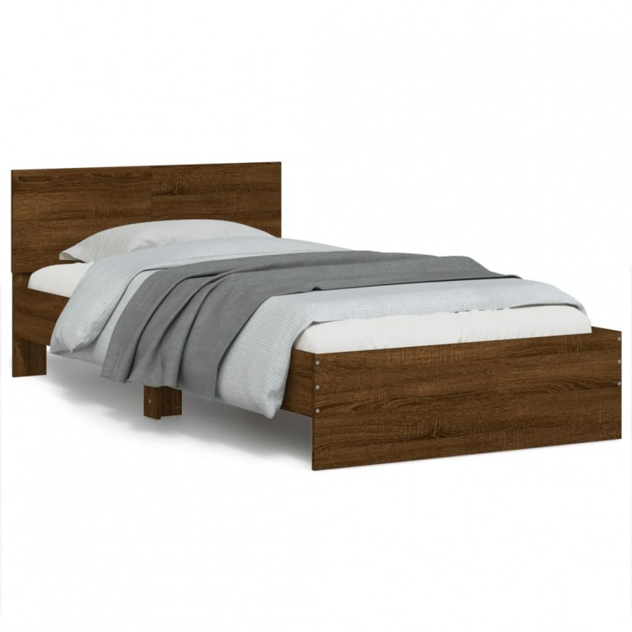 Cadre de lit avec tête de lit chêne marron 100x200 cm