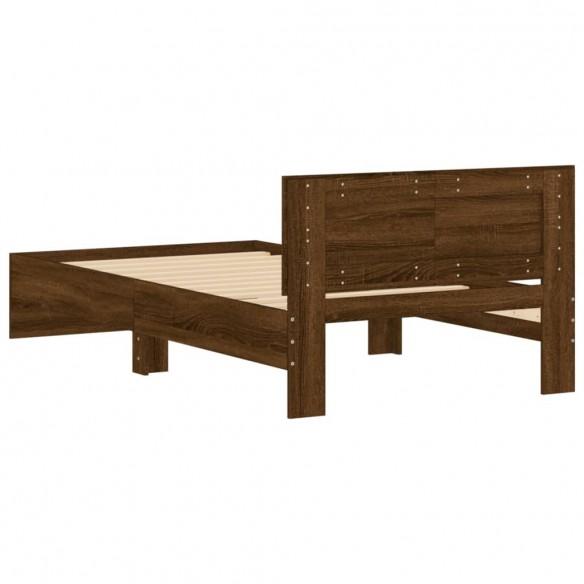 Cadre de lit avec tête de lit chêne marron 100x200 cm