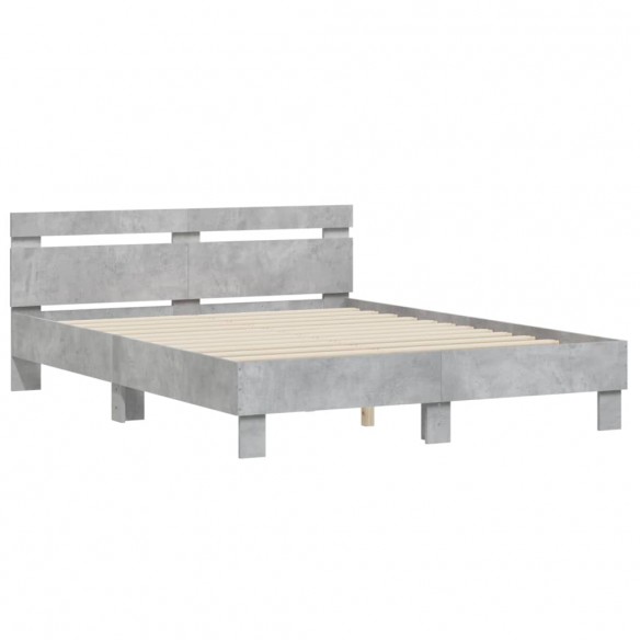 Cadre de lit avec tête de lit gris béton 140x190 cm