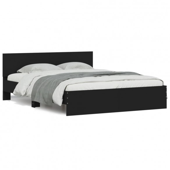 Cadre de lit avec tête de lit noir 150x200 cm