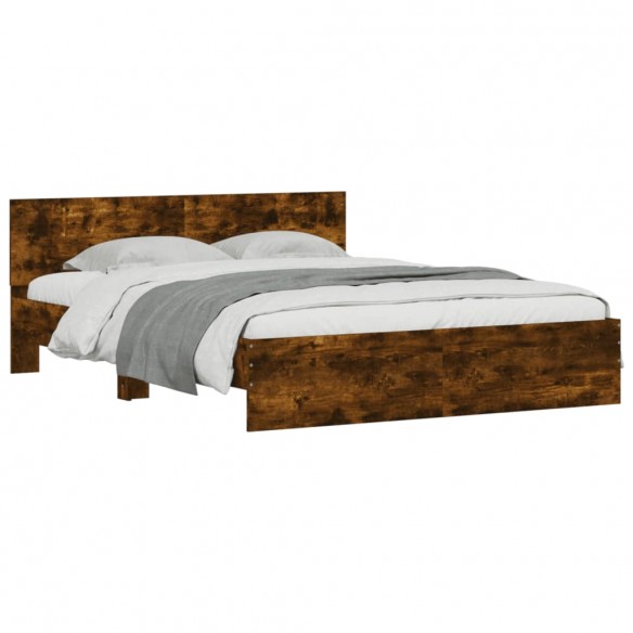 Cadre de lit avec tête de lit chêne fumé 150x200 cm
