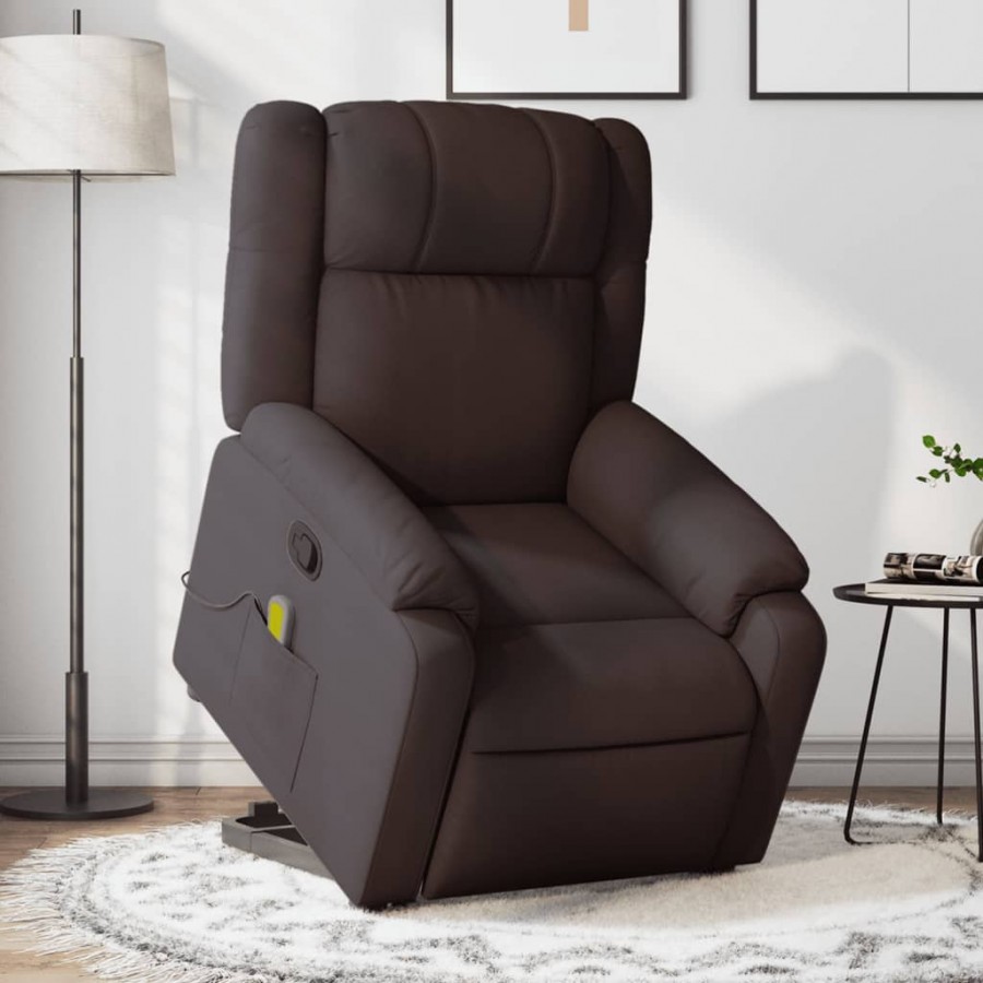 Fauteuil inclinable de massage Marron foncé Tissu