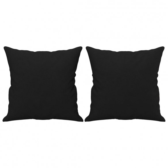 Canapé 2 places avec oreillers noir 140 cm tissu microfibre