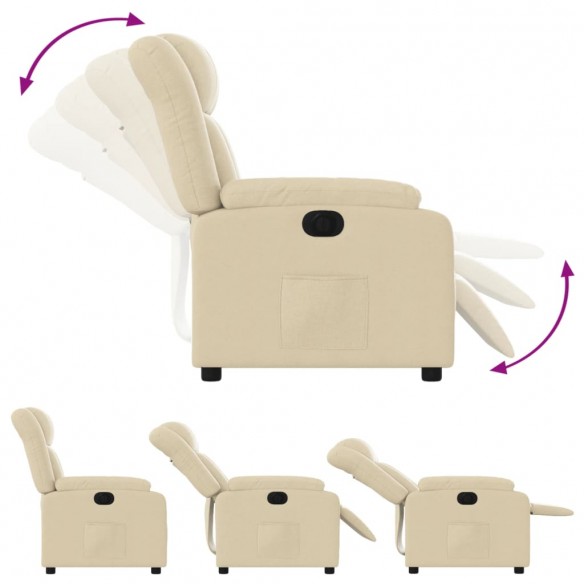 Fauteuil inclinable électrique Crème Tissu