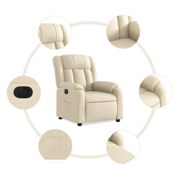 Fauteuil inclinable électrique Crème Tissu