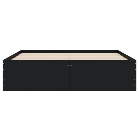 Cadre de lit avec tiroirs noir 120x200 cm bois d'ingénierie