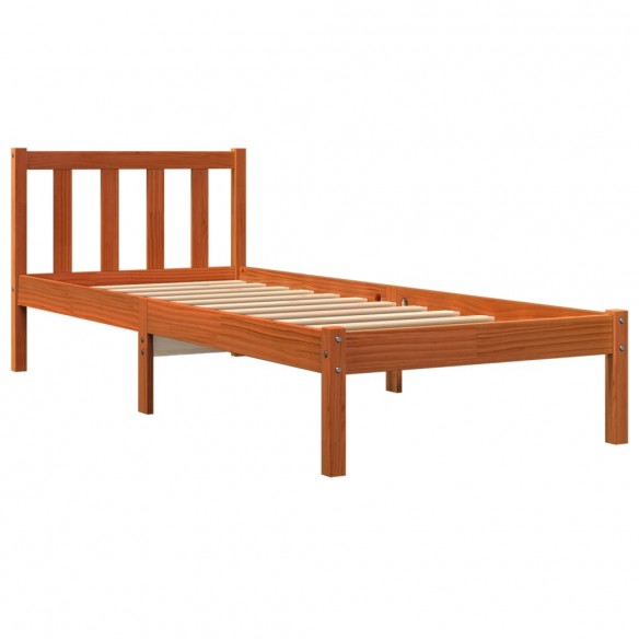 Cadre de lit cire marron 75x190 cm bois de pin massif