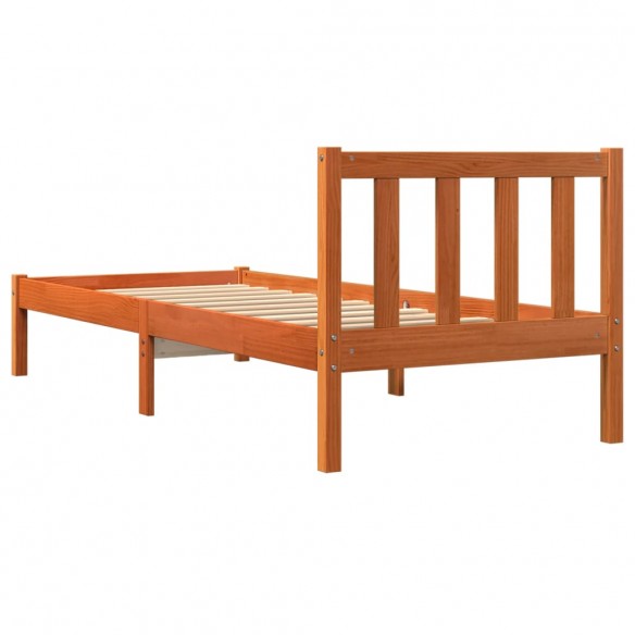 Cadre de lit cire marron 75x190 cm bois de pin massif