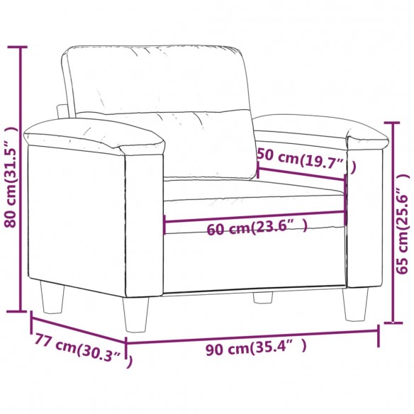 Chaise de canapé crème 60 cm tissu microfibre