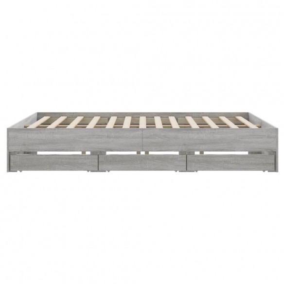 Cadre de lit à tiroirs sonoma gris 180x200 cm bois d'ingénierie