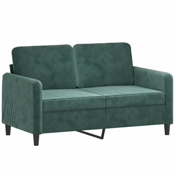 Canapé 2 places avec oreillers vert foncé 120 cm velours