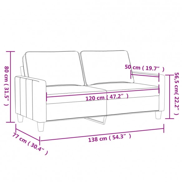 Canapé à 2 places Vert foncé 120 cm Velours