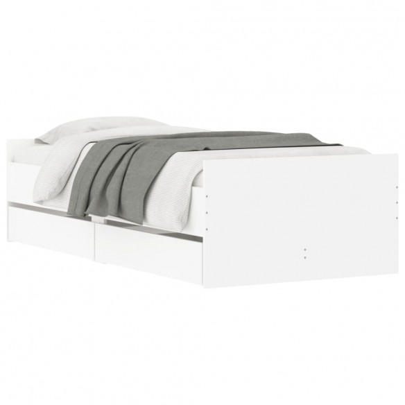 Cadre de lit avec tiroirs blanc 90x190 cm